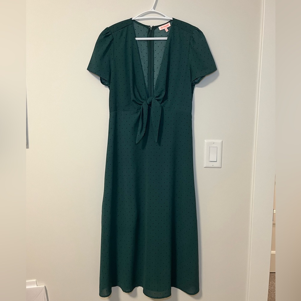 re:named green polka-dot dress
